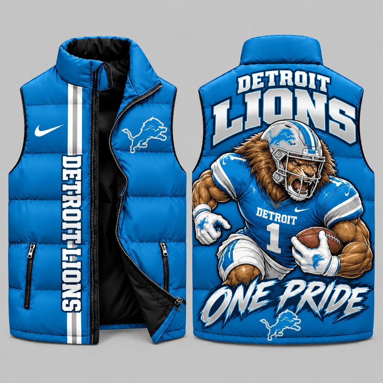 Detroit Lions | NFL Charging Mascot Puffer Vest TD