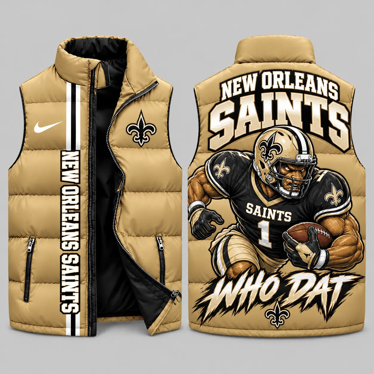 New Orleans Saints | NFL Charging Mascot Puffer Vest TD