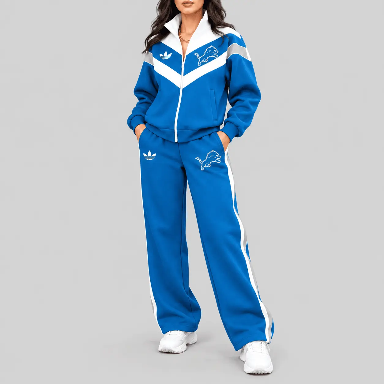 Detroit Lions | NFL Chevron Track Jacket Wide Leg Set TD