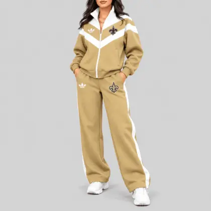 New Orleans Saints | NFL Chevron Track Jacket Wide Leg Set TD