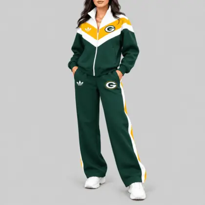 Green Bay Packers | NFL Chevron Track Jacket Wide Leg Set TD
