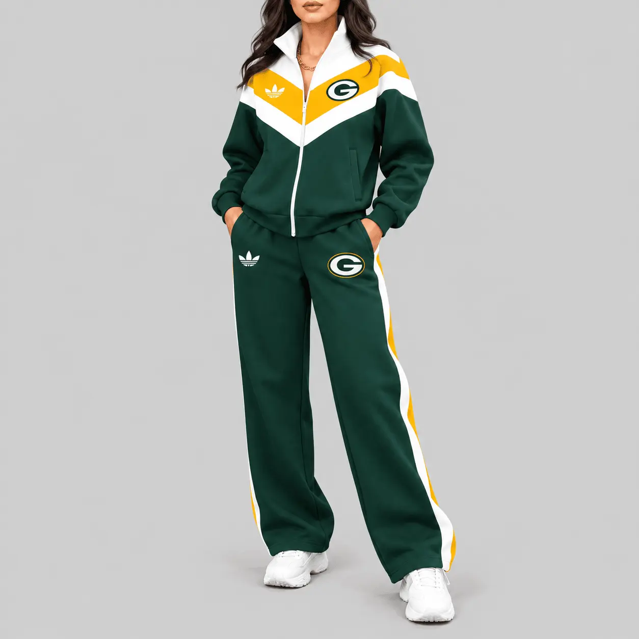 Green Bay Packers | NFL Chevron Track Jacket Wide Leg Set TD