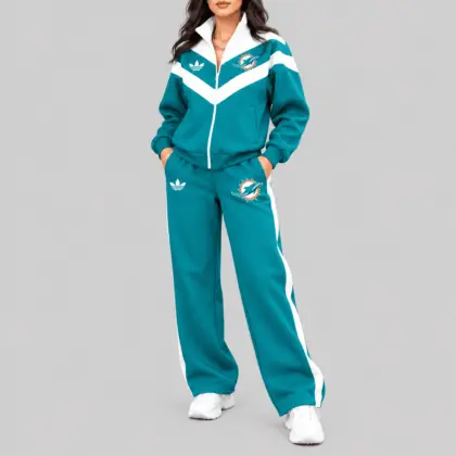 Miami Dolphins | NFL Chevron Track Jacket Wide Leg Set TD