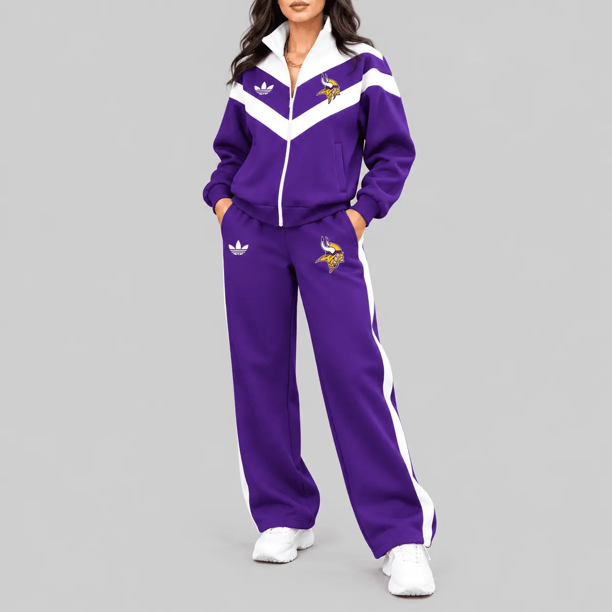 Minnesota Vikings | NFL Chevron Track Jacket Wide Leg Set TD