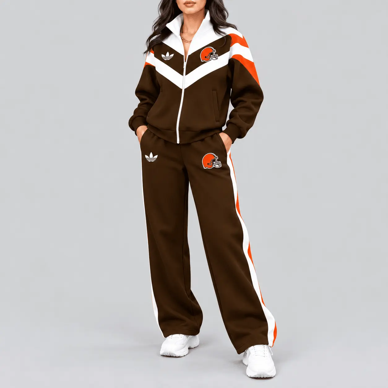 Cleveland Browns | NFL Chevron Track Jacket Wide Leg Set TD