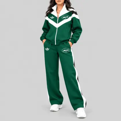 New York Jets | NFL Chevron Track Jacket Wide Leg Set TD