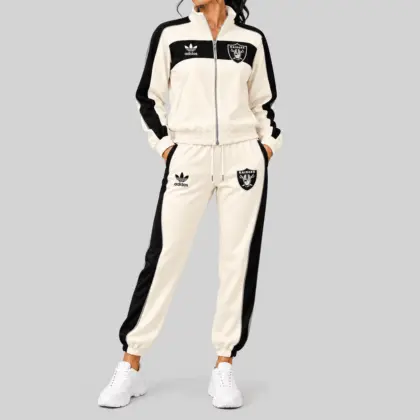 Las Vegas Raiders | NFL Cream Color Block Track Jogger Set TD
