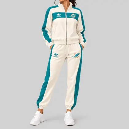 Miami Dolphins | NFL Cream Color Block Track Jogger Set TD