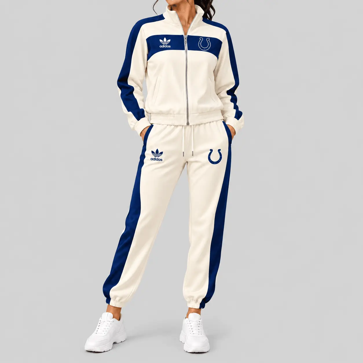 Indianapolis Colts | NFL Cream Color Block Track Jogger Set TD