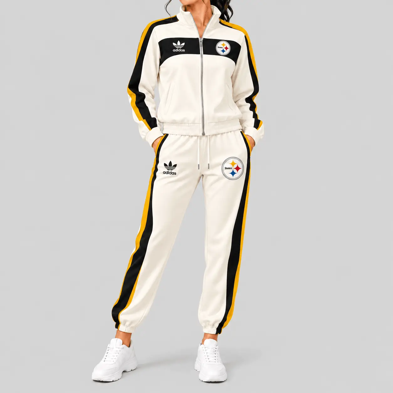 Pittsburgh Steelers | NFL Cream Color Block Track Jogger Set TD