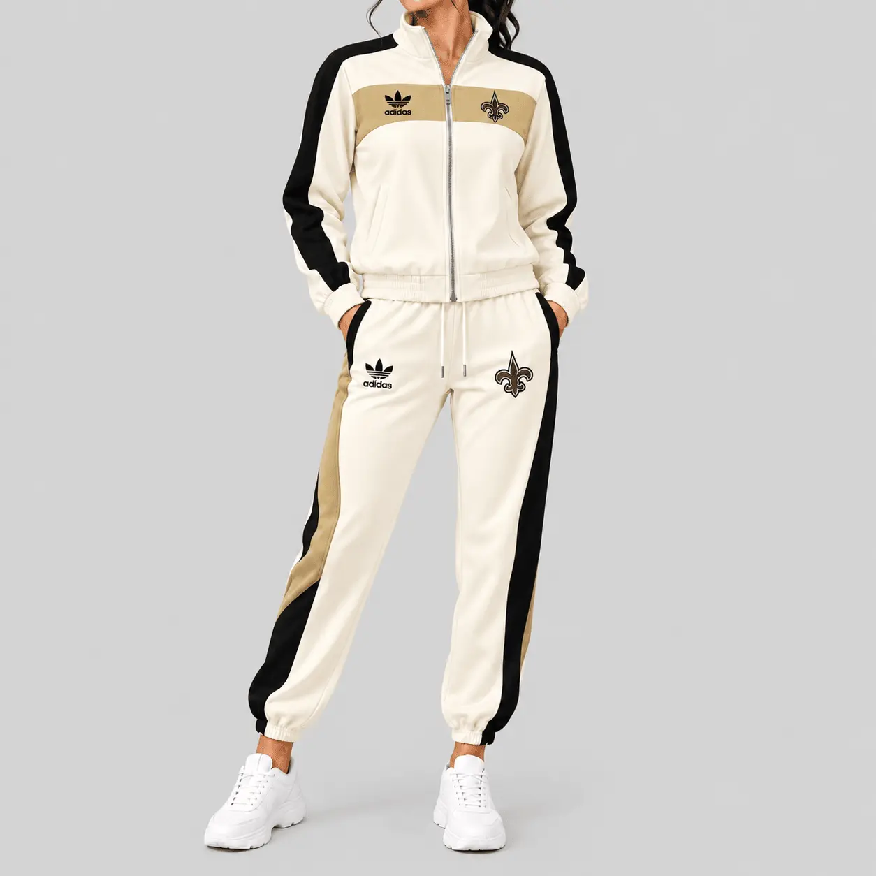 New Orleans Saints | NFL Cream Color Block Track Jogger Set TD