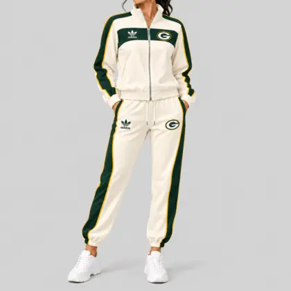 Green Bay Packers | NFL Cream Color Block Track Jogger Set TD