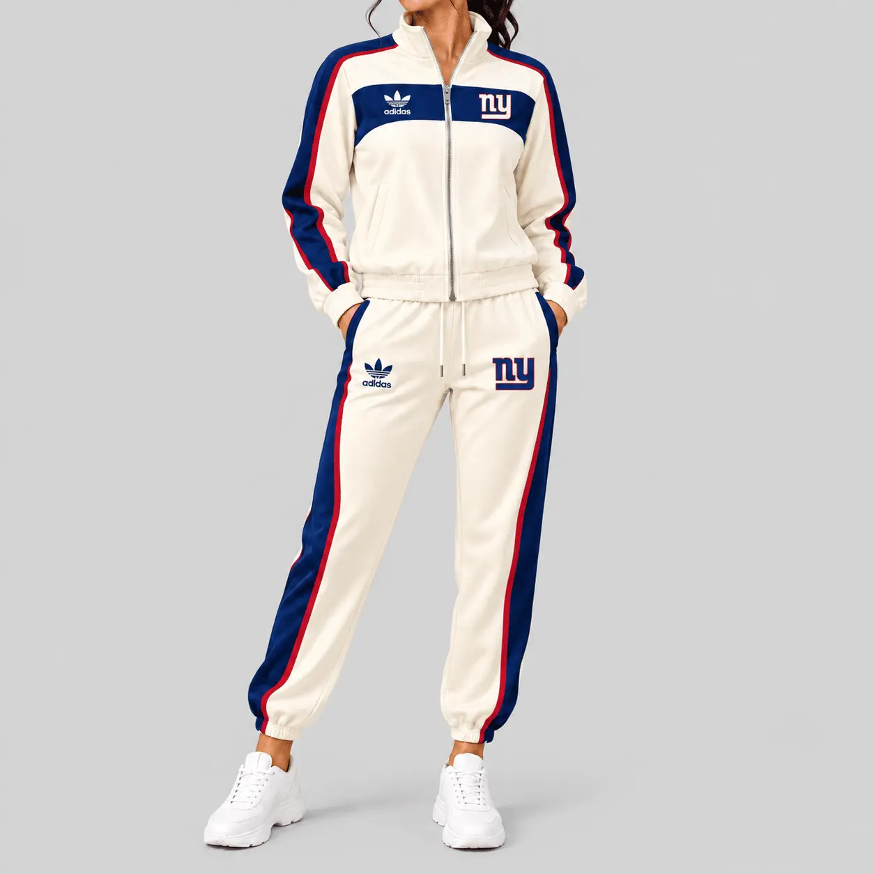 New York Giants | NFL Cream Color Block Track Jogger Set TD