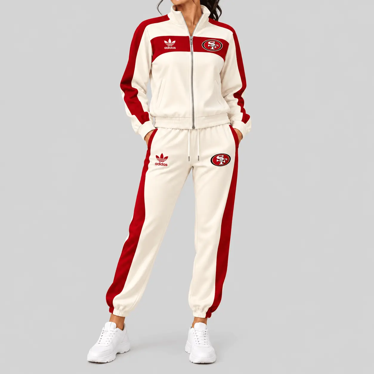 San Francisco 49ers | NFL Cream Color Block Track Jogger Set TD