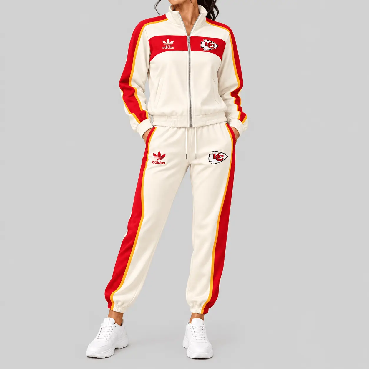 Kansas City Chiefs | NFL Cream Color Block Track Jogger Set TD