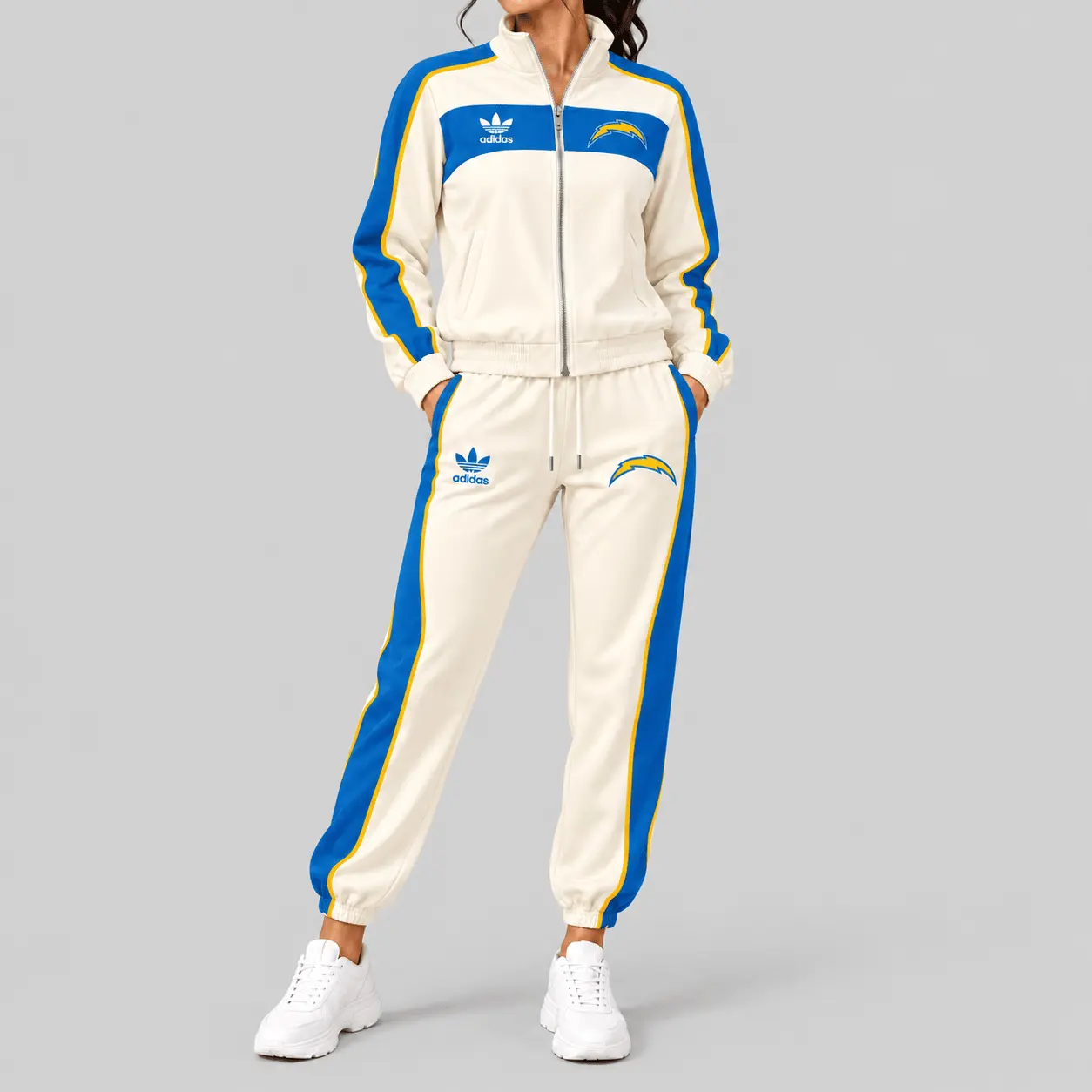 Los Angeles Chargers | NFL Cream Color Block Track Jogger Set TD