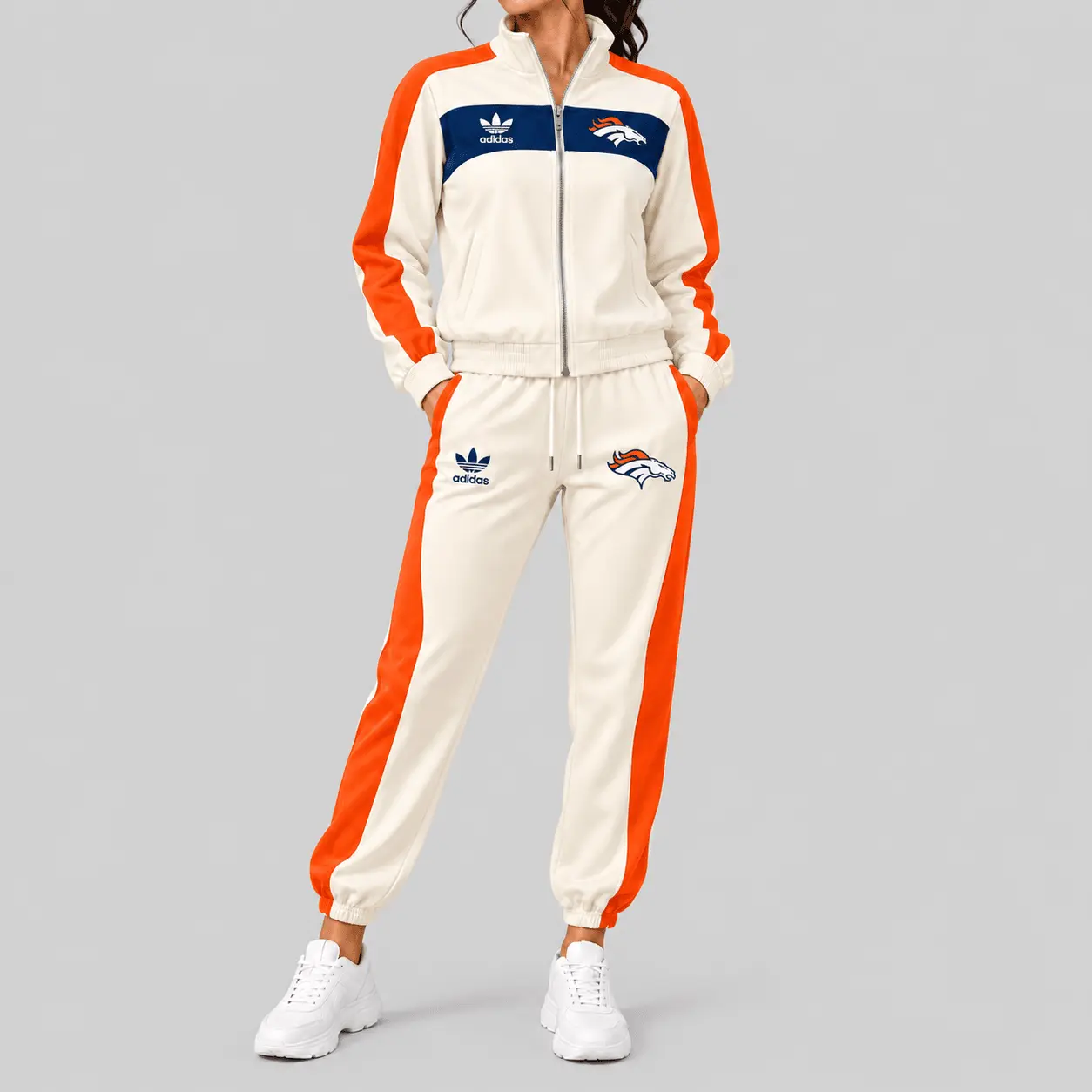Denver Broncos | NFL Cream Color Block Track Jogger Set TD