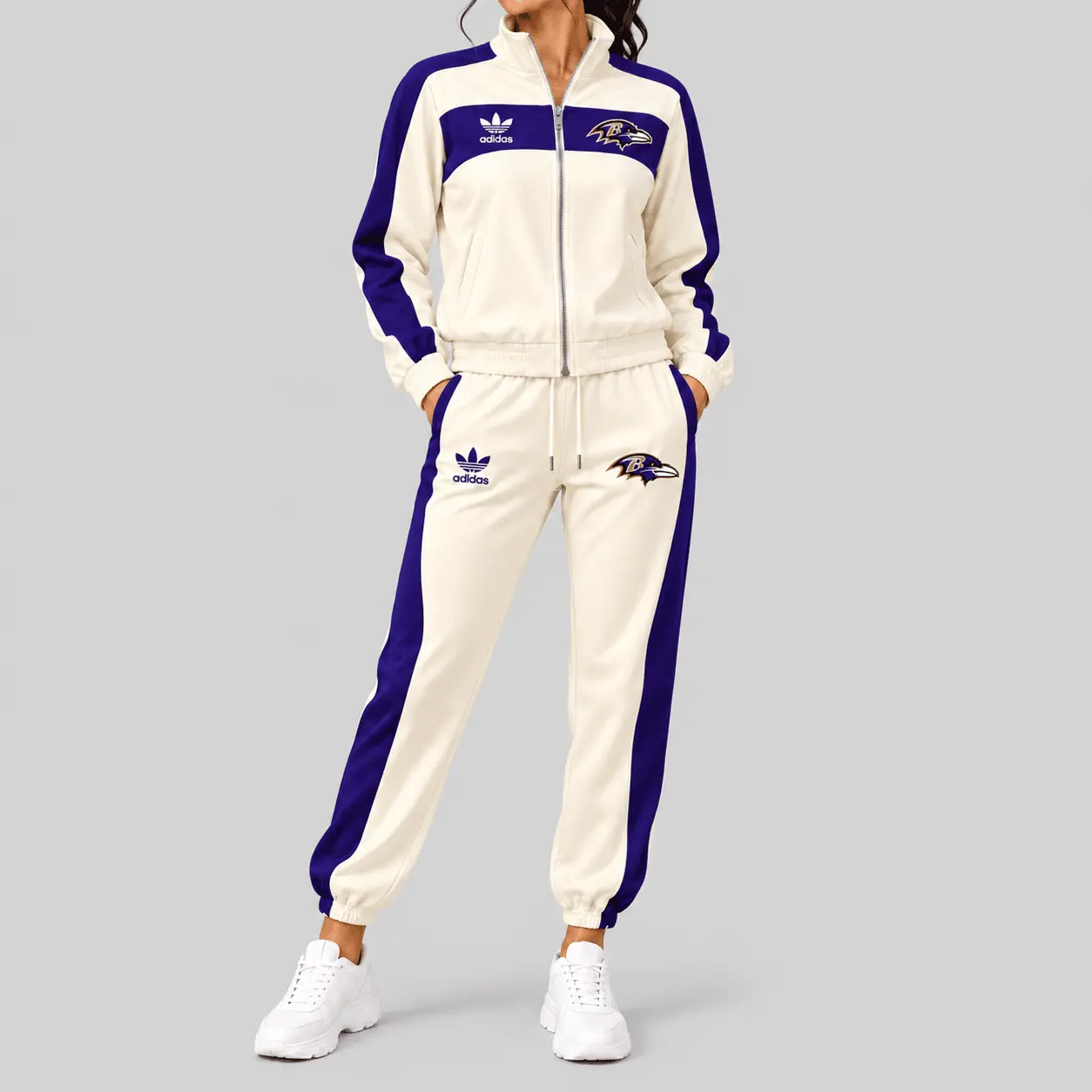 Baltimore Ravens | NFL Cream Color Block Track Jogger Set TD
