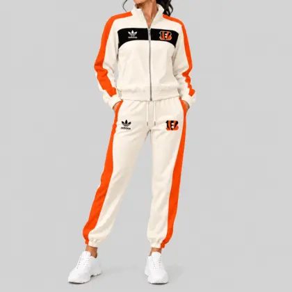 Cincinnati Bengals | NFL Cream Color Block Track Jogger Set TD
