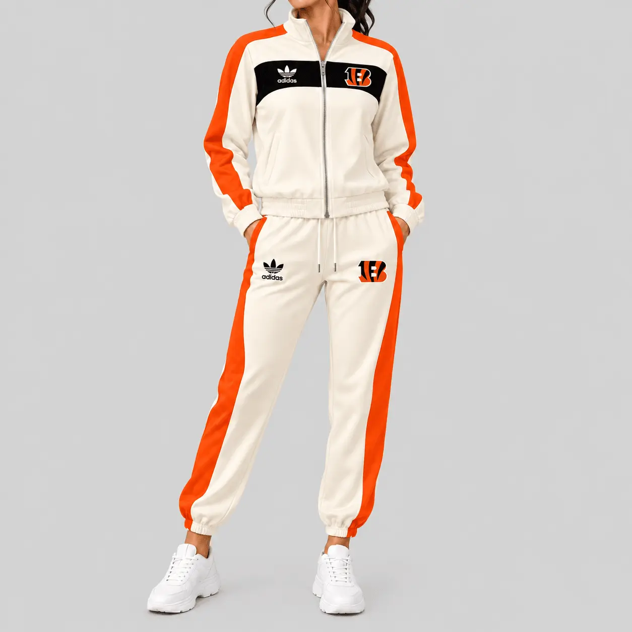 Cincinnati Bengals | NFL Cream Color Block Track Jogger Set TD