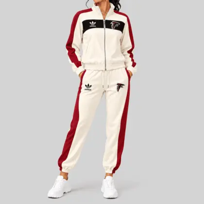 Atlanta Falcons | NFL Cream Color Block Track Jogger Set TD