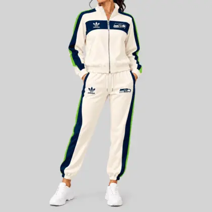 Seattle Seahawks | NFL Cream Color Block Track Jogger Set TD