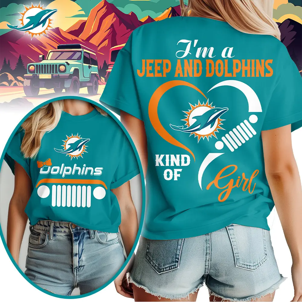 Miami Dolphins | Premium NFL Jeep Girl Women's Shirt TD - Image 3