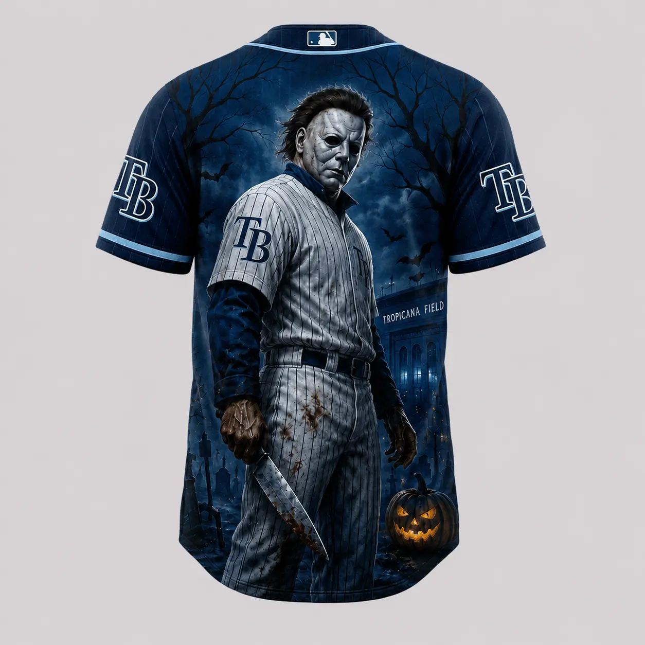 Tampa Bay Rays | Premium MLB Michael Myers Halloween Baseball Jersey - Image 3