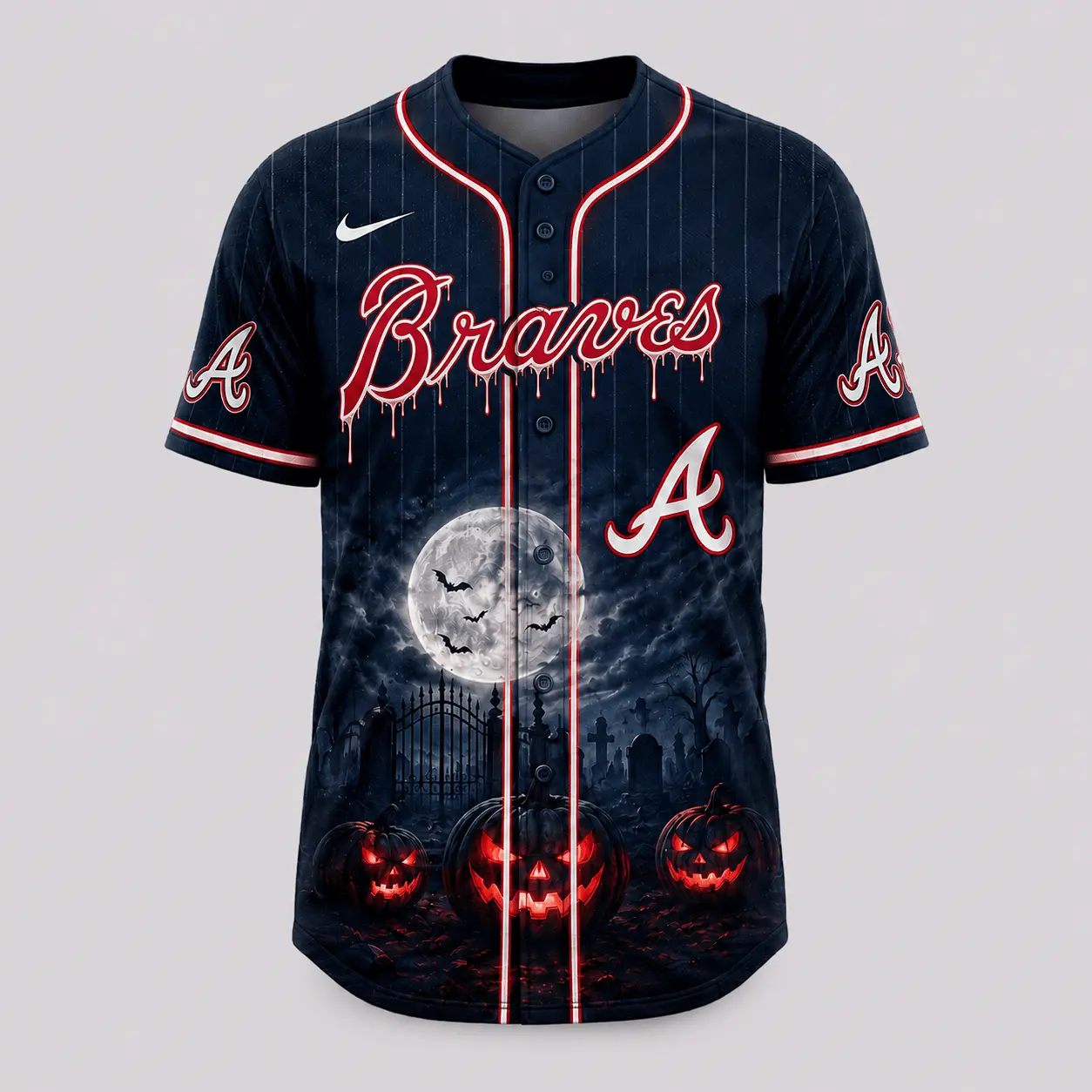 Atlanta Braves | Premium MLB Michael Myers Halloween Baseball Jersey - Image 2
