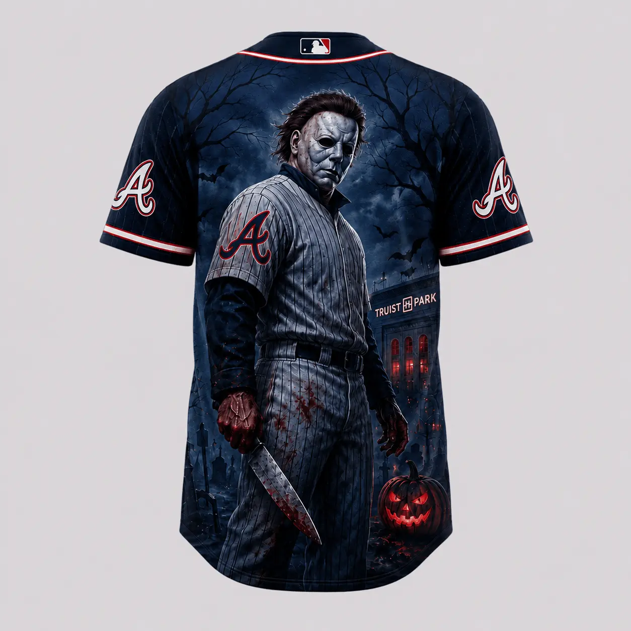 Atlanta Braves | Premium MLB Michael Myers Halloween Baseball Jersey - Image 3