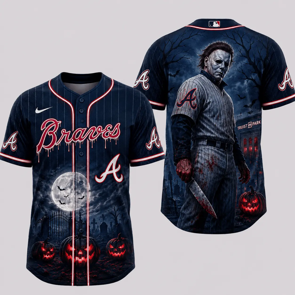 Atlanta Braves | Premium MLB Michael Myers Halloween Baseball Jersey