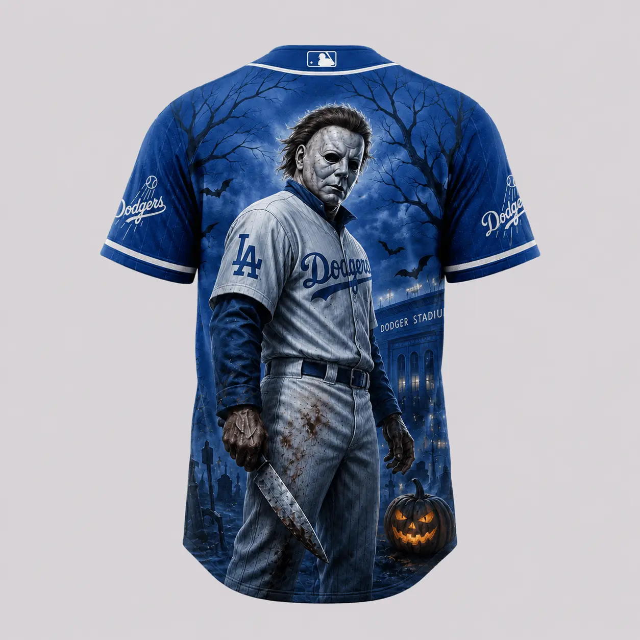 Los Angeles Dodgers | Premium MLB Michael Myers Halloween Baseball Jersey - Image 3