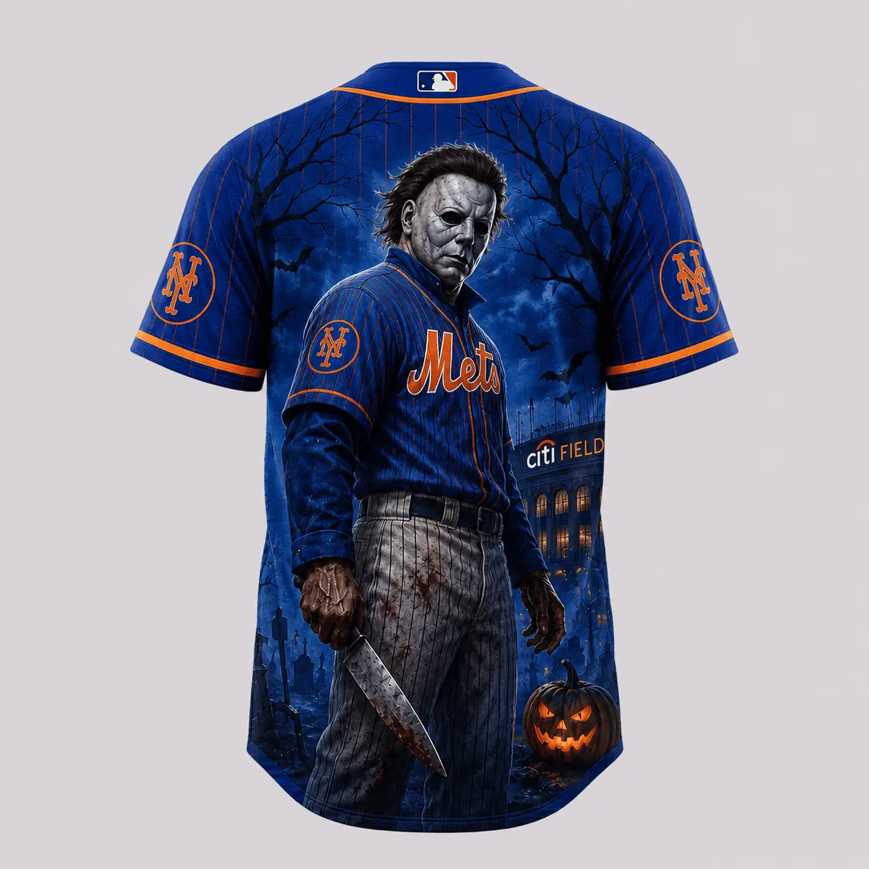 New York Mets | Premium MLB Michael Myers Halloween Baseball Jersey - Image 3