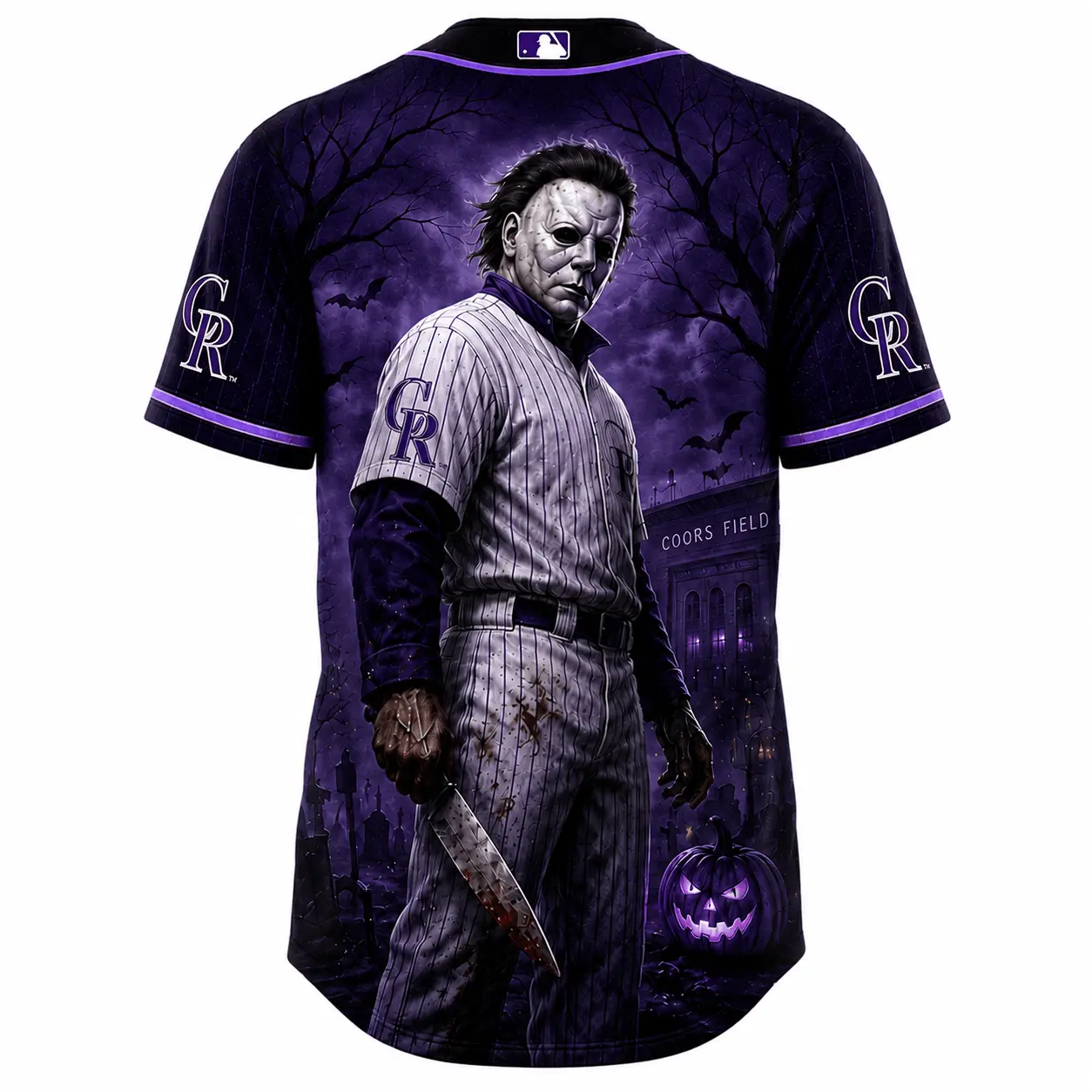 Colorado Rockies | Premium MLB Michael Myers Halloween Baseball Jersey - Image 3