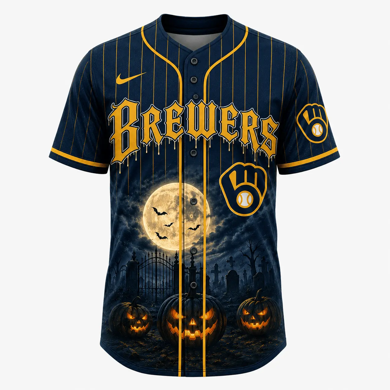Milwaukee Brewers | Premium MLB Michael Myers Halloween Baseball Jersey - Image 2
