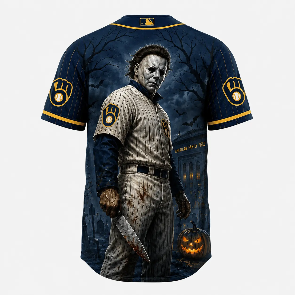 Milwaukee Brewers | Premium MLB Michael Myers Halloween Baseball Jersey - Image 3