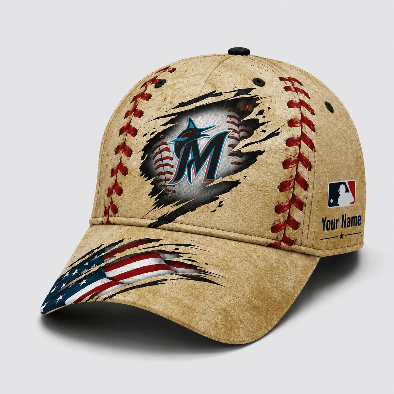 Miami Marlins | Premium MLB Patriot Stitch Baseball Cap