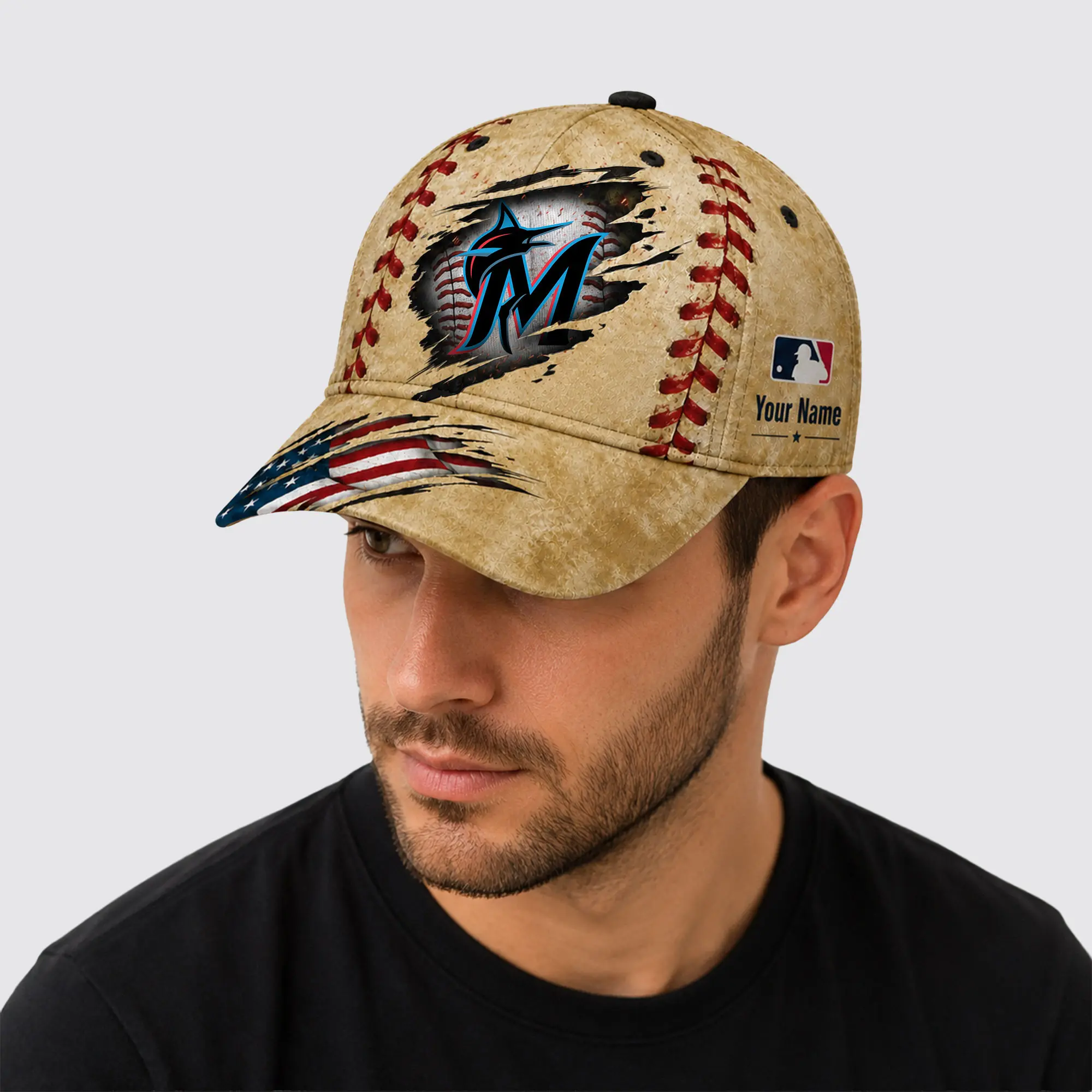 Miami Marlins | Premium MLB Patriot Stitch Baseball Cap - Image 3