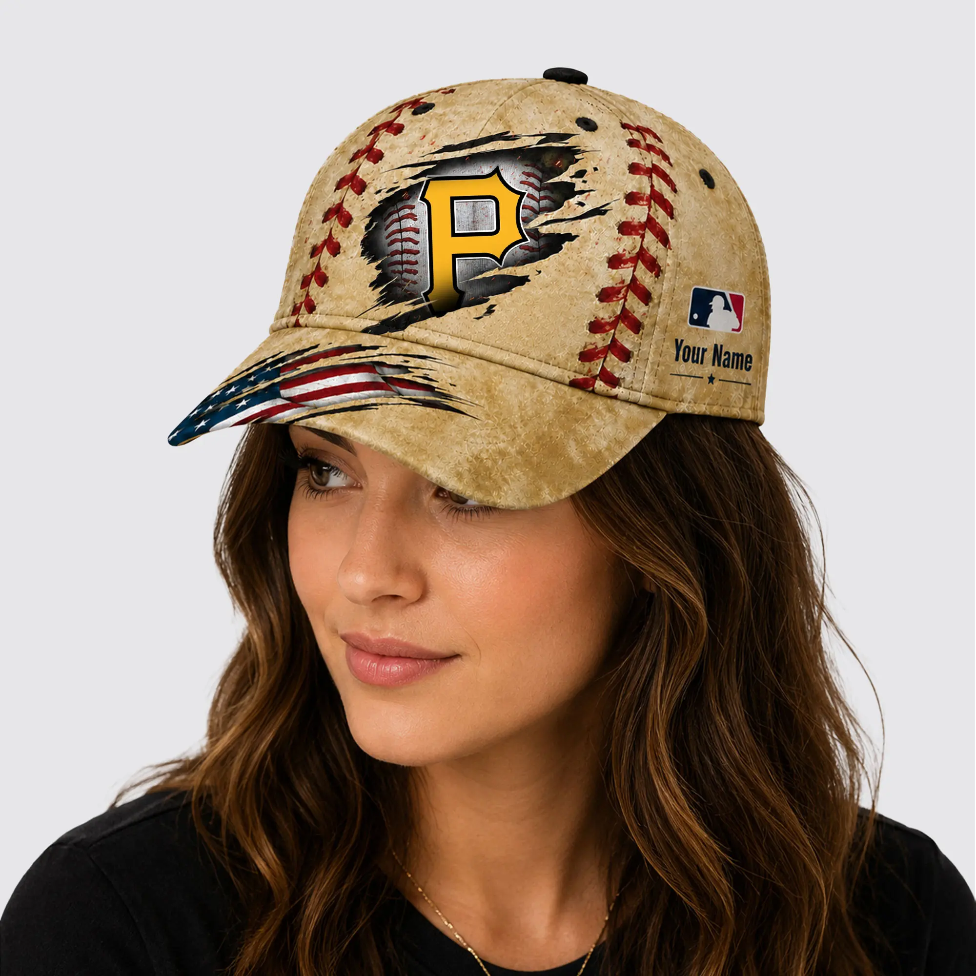 Pittsburgh Pirates | Premium MLB Patriot Stitch Baseball Cap - Image 3