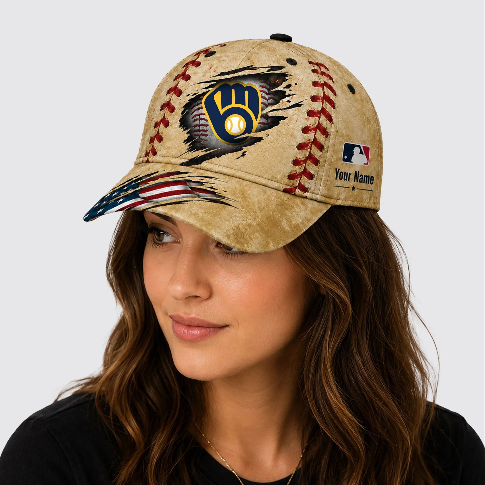 Milwaukee Brewers | Premium MLB Patriot Stitch Baseball Cap - Image 2