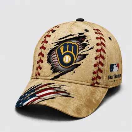 Milwaukee Brewers | Premium MLB Patriot Stitch Baseball Cap