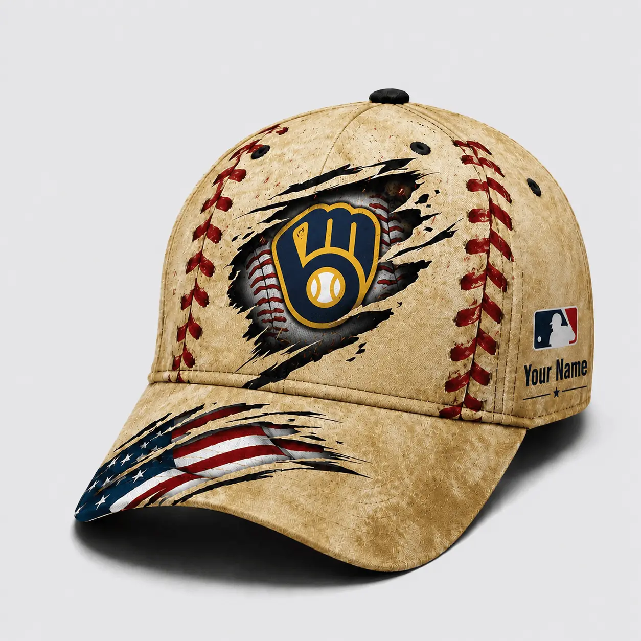 Milwaukee Brewers | Premium MLB Patriot Stitch Baseball Cap