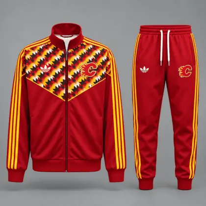 Calgary Flames | Premium NHL Heritage Chevron Track Jacket & Jogger Set NDN