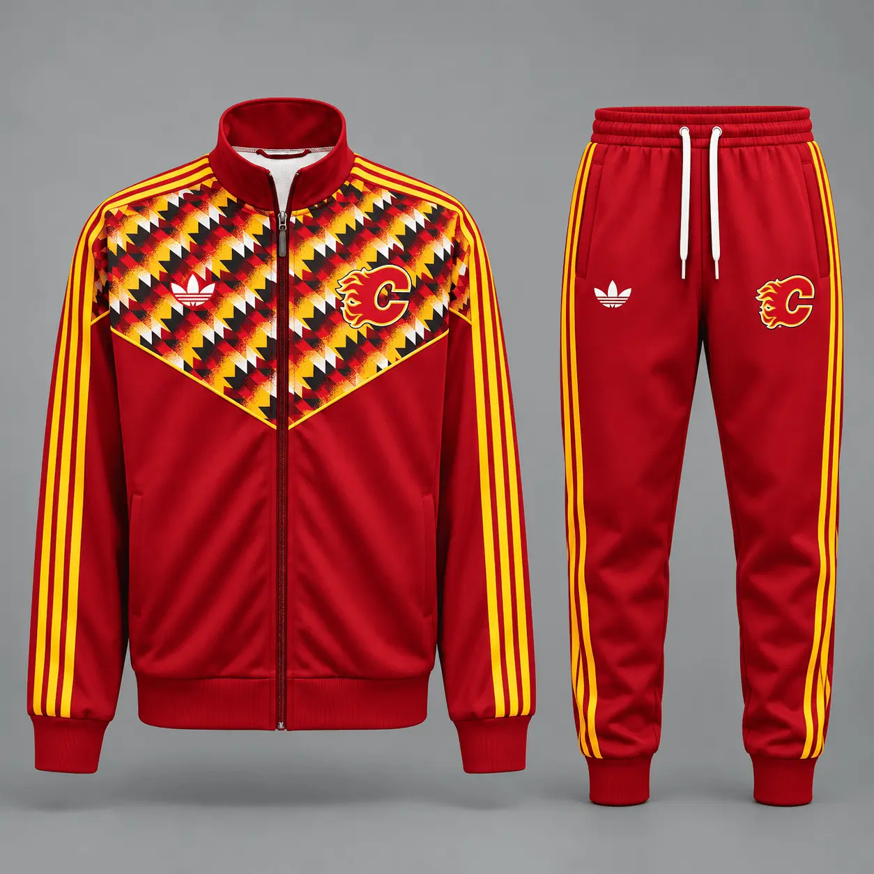 Calgary Flames | Premium NHL Heritage Chevron Track Jacket & Jogger Set NDN