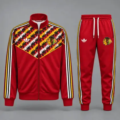 Chicago Blackhawks | Premium NHL Heritage Chevron Track Jacket & Jogger Set NDN