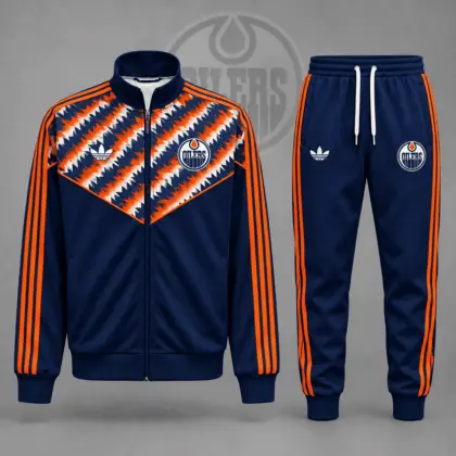 Edmonton Oilers | Premium NHL Heritage Chevron Track Jacket & Jogger Set NDN