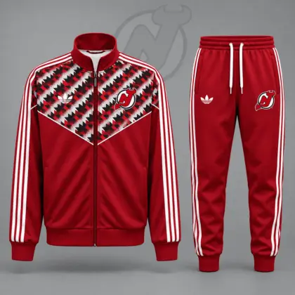 New Jersey Devils | Premium NHL Heritage Chevron Track Jacket & Jogger Set NDN