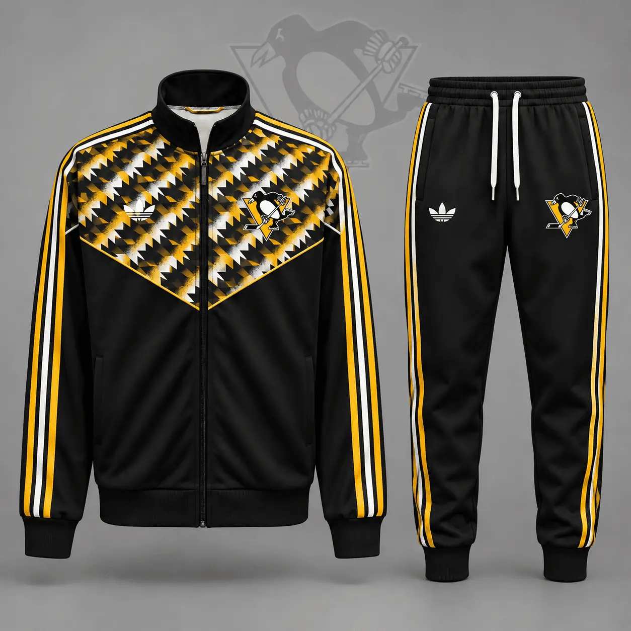 Pittsburgh Penguins | Premium NHL Heritage Chevron Track Jacket & Jogger Set NDN