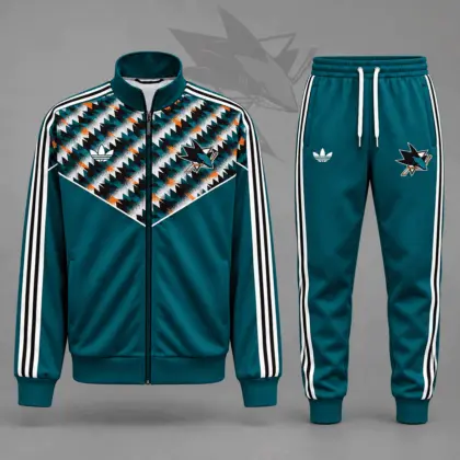 San Jose Sharks | Premium NHL Heritage Chevron Track Jacket & Jogger Set NDN