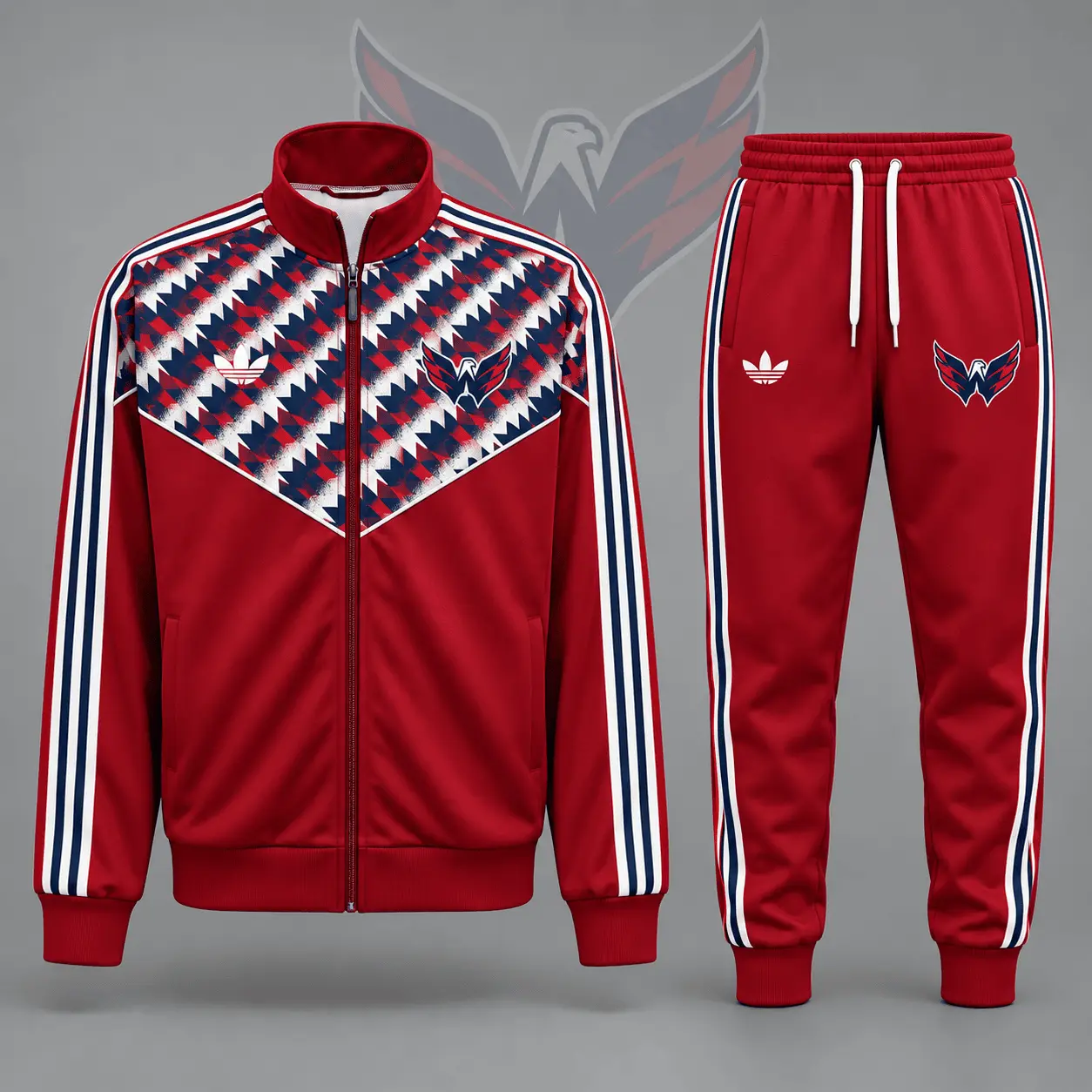 Washington Capitals | Premium NHL Heritage Chevron Track Jacket & Jogger Set NDN